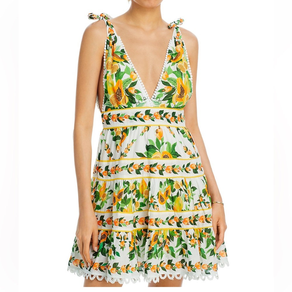FARM Rio Floral Mini Dress - Green and Yellow